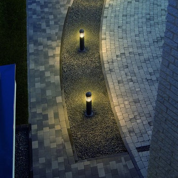 New Pol Outdoor Bollard, Anthracite Finish with Clear Shade