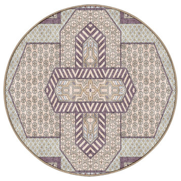 Washable Maggie Rosewater Area Rug, Round 6'