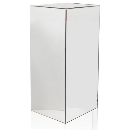 Mirror Block Column or Pedestal, Silver, Medium