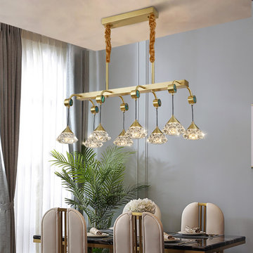 Modern 8-Light Linear LED Kitchen Island Light with Adjustable Chain