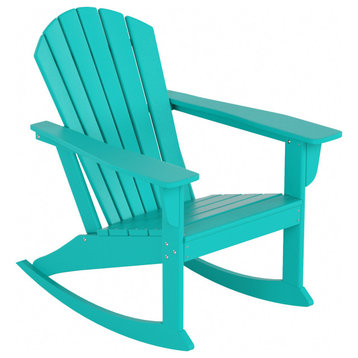 WestinTrends Outdoor Patio Poly Lumber Adirondack Porch Rocking Chair Rocker, Turquoise
