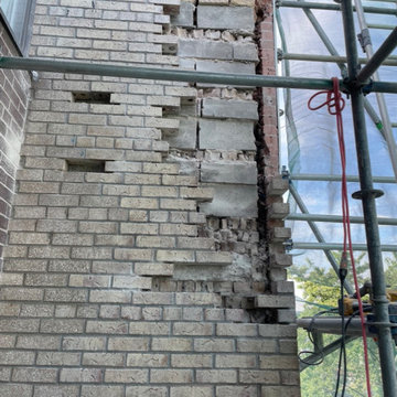 Brick apartment building repair