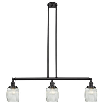 Colton 3-Light LED Island Light, Oil Rubbed Bronze, Shade: Clear Halophane