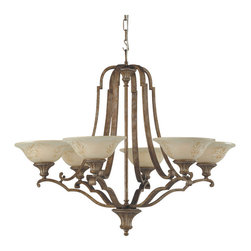 Royce Lighting - Royce Lighting 6-Light Chandelier with Cream Sandblasted Glass in Silver Finish - Chandeliers