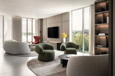 Example of a large trendy living room design in Miami