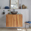 Teak Wall-Mounted Bathroom Vanity Unit, 80 cm