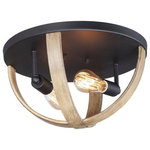 Maxim Lighting - Maxim Lighting 27570BWBK Compass, 2 Light Flush Mount, Multi-Color - The sphere has become one the most popular stylesCompass 2 Light Flus Barn Wood/BlackUL: Suitable for damp locations Energy Star Qualified: n/a ADA Certified: n/a  *Number of Lights: 2-*Wattage:60w A19 Medium Base bulb(s) *Bulb Included:No *Bulb Type:A19 Medium Base *Finish Type:Barn Wood/Black