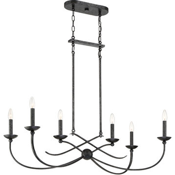 Quoizel CLL638OK Six Light Island Chandelier Calligraphy Old Black Finish