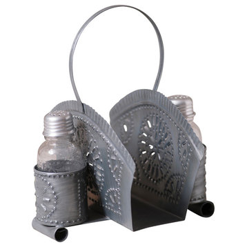 Napkin and Shaker Holder in Antique Tin