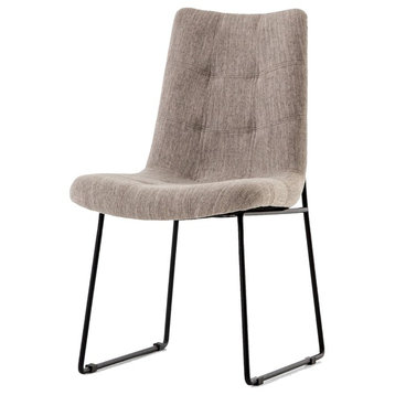 Camile Black Iron Leg Dining Chair, Savile Flannel Set Of 2
