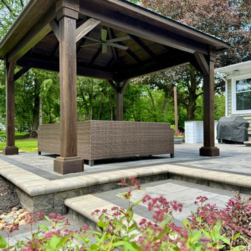 Custom Mocha Pavilion and Multi-Level Paver Patio in New Albany, Ohio