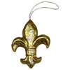 Luxe Metallic Gold Fleur de Lis Ornament Set 5 French European 7 in Hanging