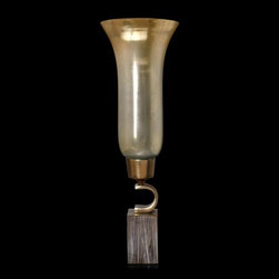 Auric Champagne & Gold Large Metal & Glass Hurricane - Candleholders