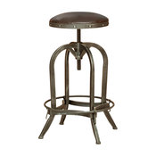 GDF Studio Dempsey Swivel Adjustable Bar Stool, Brown Leather