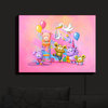 "Baby Animals Party Pink" Illuminated Wall Art, 14"x11"