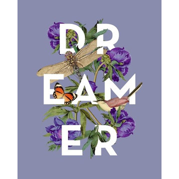 "Dreamer, Vintage Floral Collage" Sherpa Blanket 50"x60"