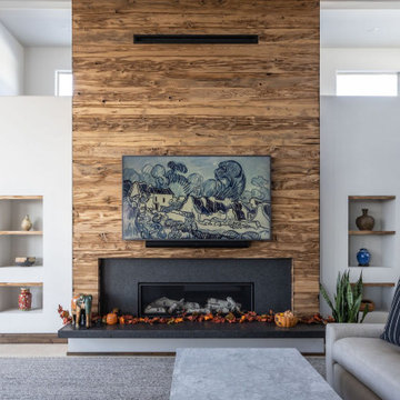 Wall - Modern Mushroom Wood Fireplace Wrap - Greer Fireplace