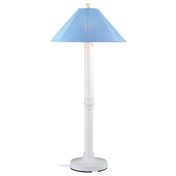 Catalina Floor Lamp 39681 With 3" White Body And Sky Blue Sunbrella Shade Fabric