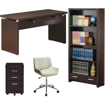 Home Square 4 Piece Set with Bookcase Desk Office Chair & Mobile File Cabinet