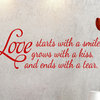 Wall Decal Quote Vinyl Sticker Art Lettering Large Love Starts with a Smile L63