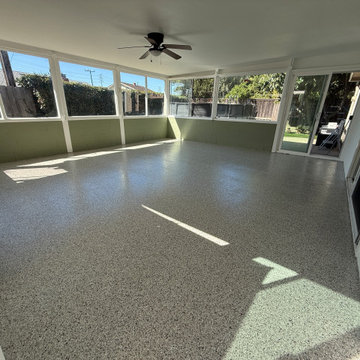 Sunroom Decorative Flake Floor & Matte UV-Stable Poly Aspartic Finish | Ventura,