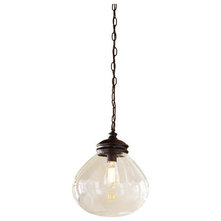Shop allen + roth 12-in W Edison Style Bronze Pendant Light with Clear Shade at
