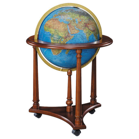 Lafayette, 16" Blue Illuminated Floor Globe