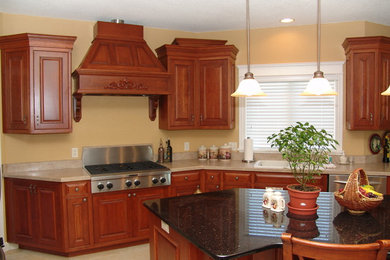 Inspiration for a kitchen remodel in Chicago with an island