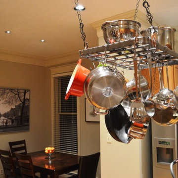 Contemporary Pot Rack with Copper Accents