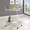 Benzara BM160122 Stylish Metal Base Serving Cart with Glass Top, Clear