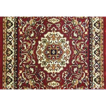 Persian Classics Traditional Stair Runner Red, 31"x7' Rug Runner