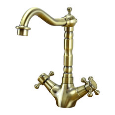 Enki Windsor Cross Handles French Kitchen Sink Mixer Tap, Antique Bronze