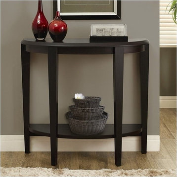 Pemberly Row Traditional Wood Console Accent Table in Dark Brown Espresso