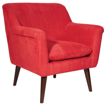 Dane Accent Chair, Merlot Fabric With a Dark Coffee Finish Legs