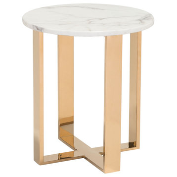 Atlas End Table, Stone & Gold