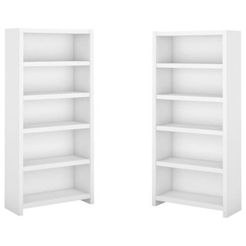 Bush Business Furniture (Set of 2) Modern 5 Shelf Bookcase in Pure White