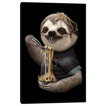 Sloth Eat Noodle Black by Adam Lawless 40x26x1.5