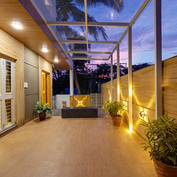 duplex bungalow in a apartment at ground floor was designed by culturals interio