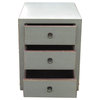 Chinese Light Gray White 3 Drawers Cabinet Table