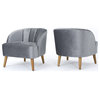 GDF Studio Scarlett Modern New Velvet Club Chairs, Set of 2, Pewter