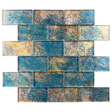 11.75"x11.75" Brookes Glass Mosaic Tile Sheet, Blue