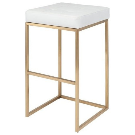 Chi Stool, Seat: White, Frame: Brushed Gold, Bar Height