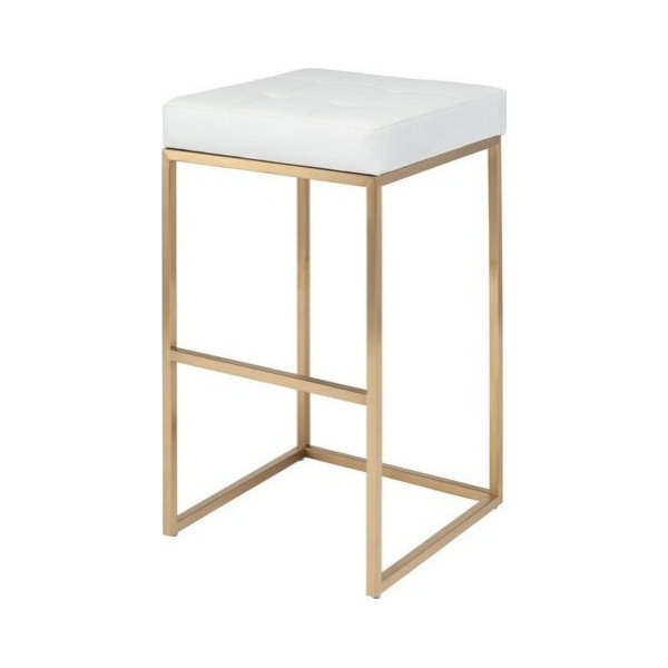 Chi Stool, Seat: White, Frame: Brushed Gold, Bar Height