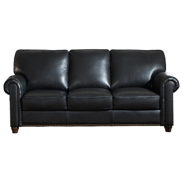 Barbara Leather Craft Sofa, Black