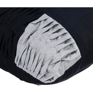 Black Throw Pillow Covers 16"x16" Silk, Black Cheer