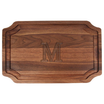 BigWood Boards Scalloped Monogram Walnut Carving Board, M