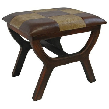 Pemberly Row Faux leather Stool in Mixed Pattern