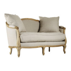 French Country Sofas Houzz Zentique Rue Du Bac French Country Natural Linen Feather Settee Loveseat Sofas