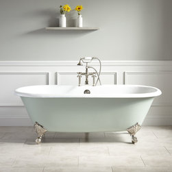 66" SANFORD CAST IRON CLAWFOOT TUB - IMPERIAL FEET- SAGE GREEN - Bathtubs