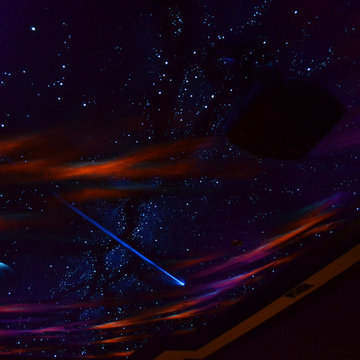 home theater night sky mural